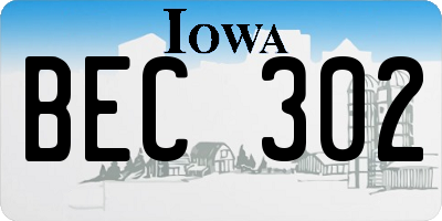 IA license plate BEC302