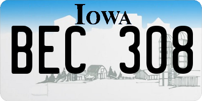 IA license plate BEC308