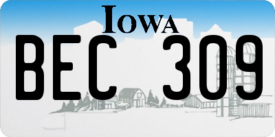 IA license plate BEC309