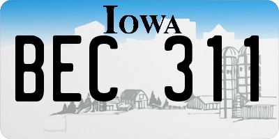 IA license plate BEC311