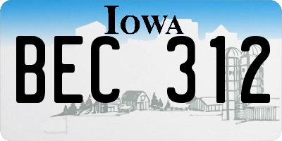 IA license plate BEC312