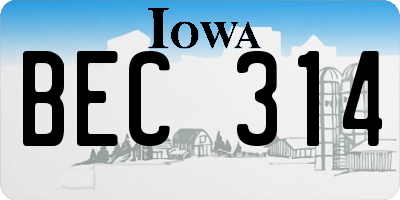 IA license plate BEC314