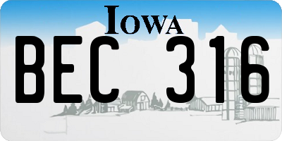 IA license plate BEC316