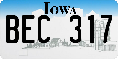 IA license plate BEC317