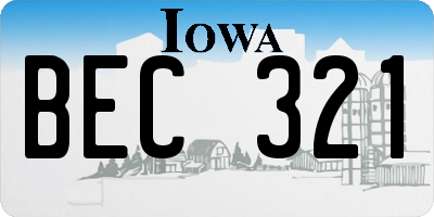 IA license plate BEC321