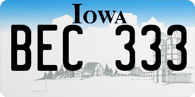 IA license plate BEC333