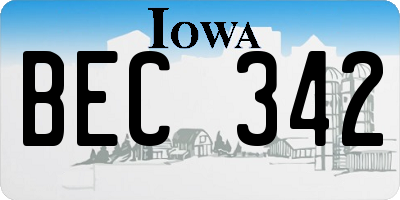 IA license plate BEC342