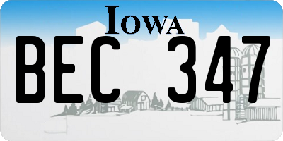IA license plate BEC347
