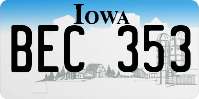 IA license plate BEC353