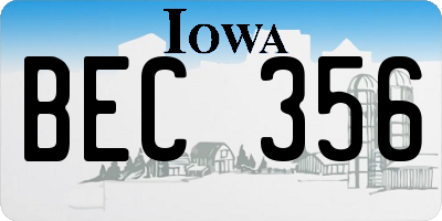 IA license plate BEC356