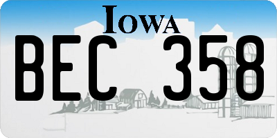 IA license plate BEC358
