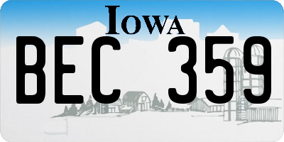 IA license plate BEC359
