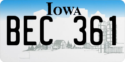 IA license plate BEC361