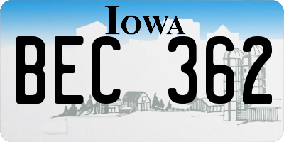 IA license plate BEC362