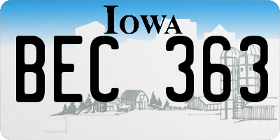 IA license plate BEC363