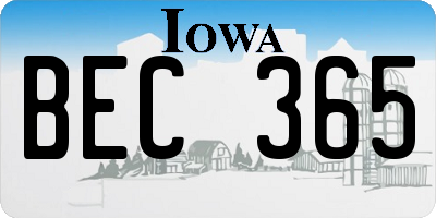 IA license plate BEC365