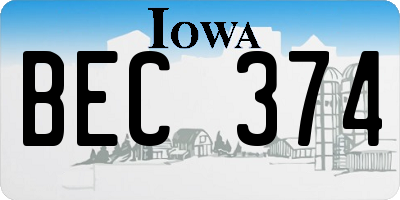 IA license plate BEC374
