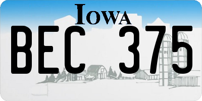 IA license plate BEC375