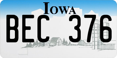 IA license plate BEC376