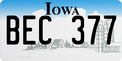 IA license plate BEC377