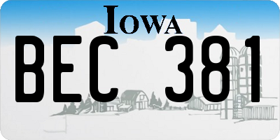 IA license plate BEC381