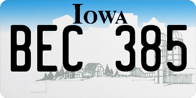 IA license plate BEC385