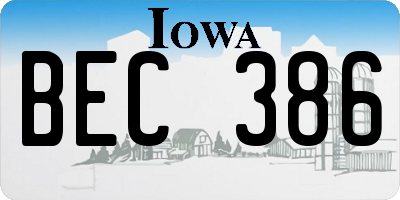 IA license plate BEC386