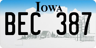 IA license plate BEC387