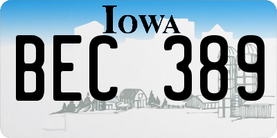 IA license plate BEC389