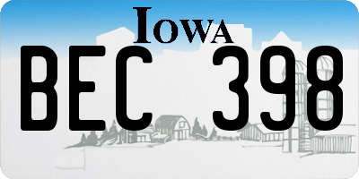 IA license plate BEC398