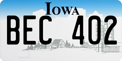 IA license plate BEC402