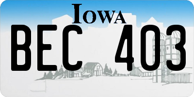 IA license plate BEC403