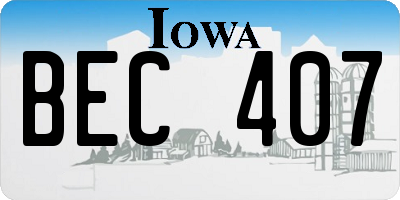 IA license plate BEC407