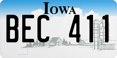 IA license plate BEC411