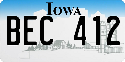 IA license plate BEC412