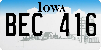 IA license plate BEC416