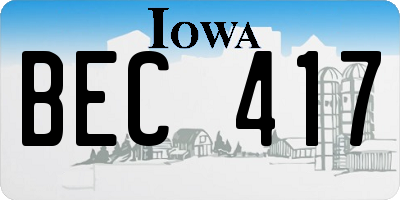 IA license plate BEC417