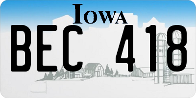 IA license plate BEC418