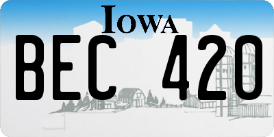 IA license plate BEC420