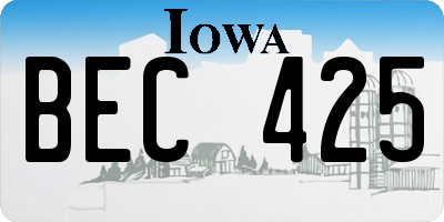 IA license plate BEC425