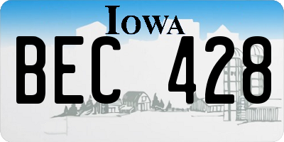 IA license plate BEC428
