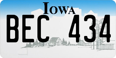 IA license plate BEC434