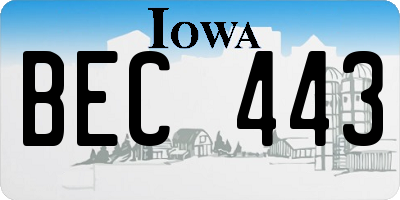 IA license plate BEC443