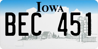 IA license plate BEC451