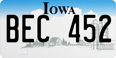 IA license plate BEC452