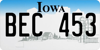 IA license plate BEC453