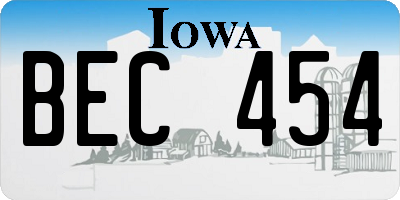 IA license plate BEC454