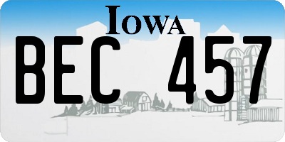IA license plate BEC457