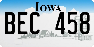 IA license plate BEC458