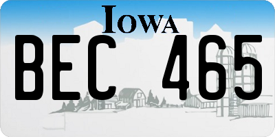 IA license plate BEC465